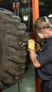 Experienced OTR tire repair technicians can repair damage in our Graham location